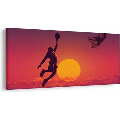 Obraz basketbalista pri západe slnka