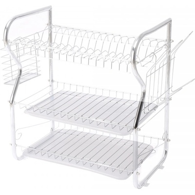 Rosberg Сушилник за съдове Rosberg R53000O, 3 нива, Подвижни тави, Поставки за чаши и прибори, Хром (R53000O)