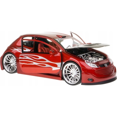 WELLY PEUGEOT 206 TUNING ČERVENÝ NOVÝ KOVOVÝ MODEL 22486 1:24