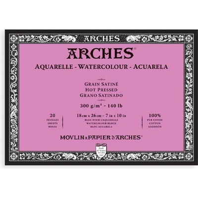 Blok Arches Hot Pressed, 300 g/m2, 20 archů - 18 x 26 cm