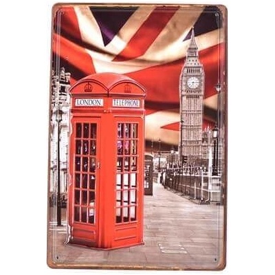 Ceduľa Londýn Telefónna Búdka Vintage style 30cm x 20cm Plechová tabuľa