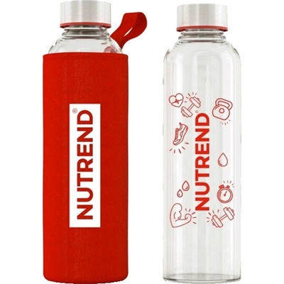 Nutrend Skleněná láhev s termoobalem 800ml - červená