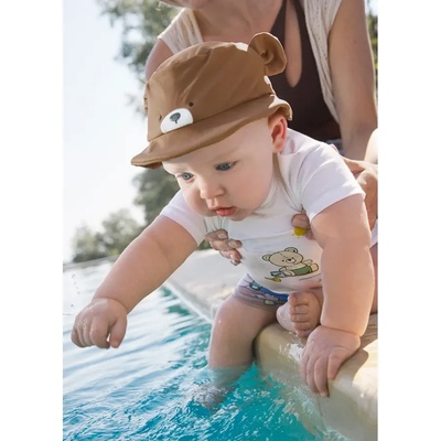 MAYORAL Комплект за плаж тениска, бански и шапка мече за бебе момче Майорал