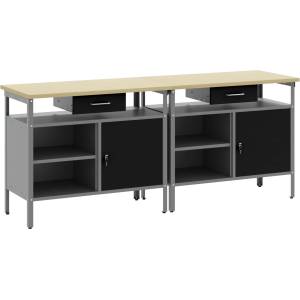vidaXL Комплект работна маса 2 бр. Черен и Сив (3321388)