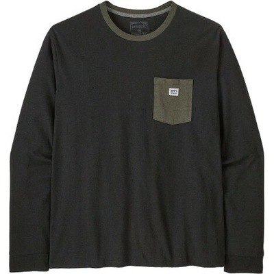 Patagonia LONG-SLEEVED SHOP STICKER POCKET RESPONSIBILI-TEE černá