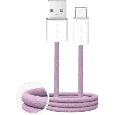 PURO Fabrik 2.0 10W USB-A - USB-C плетен кабел 1, 5 м - розов (PUCAC10WFABK415MTPNK)