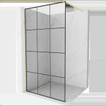 Mexen Kioto преградна стена за душ Walk-in 110 x 200 см, черна решетка 8 мм, злато четкано - 800-110-101-55-77 (800-110-101-55-77)