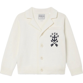 Guess Плетена жилетка Guess - С яка, джобче и бродерия, бяла, 3-6 м (20261-N6RR02-Z3KO1-G018-3-6M)