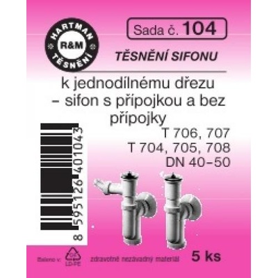 HARTMAN těsnění sifonu k jednodílnému dřezu, sifon s přípojkou a bez přípojky, sada č. 104