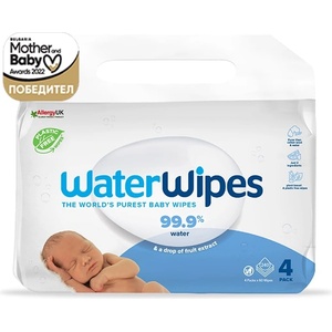 WaterWipes 4 пакета Бебешки кърпички Water Wipes x 60 бр. , 99.9 % вода