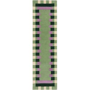 Flair Rugs Зелено-лилава ръчно изработена вълнена пътека 60x230 cm Kai Wool Border - Flair Rugs (503119376940)
