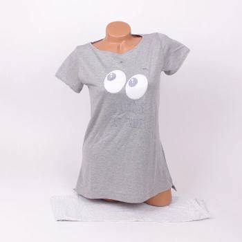 Image 1 of Пижама в тъмно и светлосиво с клин и картинка - очи
