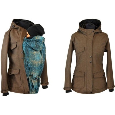 Shara softshellová bunda zimní vsadka se vzorem přední nošení hnědá žíh./modro zlatá obloha – Zboží Mobilmania