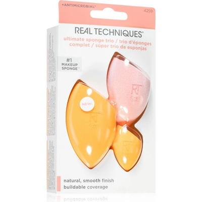 Real Techniques Ultimate Sponge Trio Miracle Complexion houbička na tekutý make-up 1 ks + Mini Miracle Complexion houbička na tekutý make-up mini 1 ks + Miracle Powder houbička na pudr 1 ks