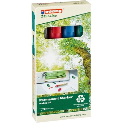edding 22 Ecoline 4 бр. смесен цветен комплект перманентни маркери 7580176004 (7580176004)