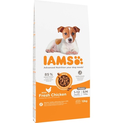 Iams 12кг Puppy Small / Medium Breed Advanced Nutrition IAMS for Vitality, суха храна за кучета - с пиле