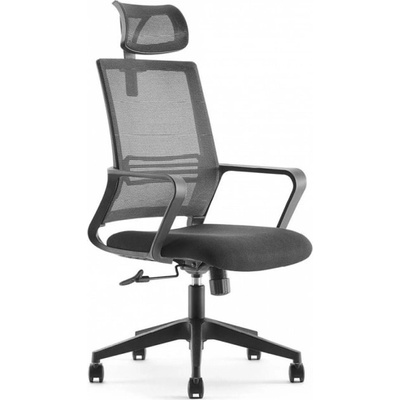 Office Работен стол OKOffice Ice HB, до 130кг. макс тегло, дамаска, газов амортистьор, коригиране на височината, черен (OK36900)