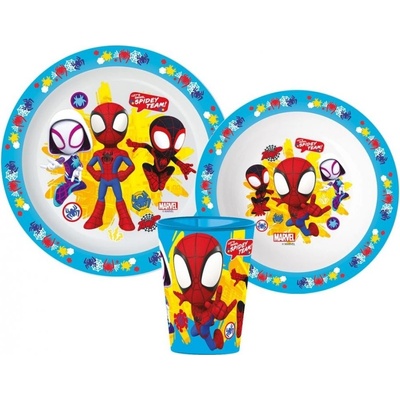 Stor Sada plastového riadu pre deti Small Spiderman Team s kelímkom 3 diely