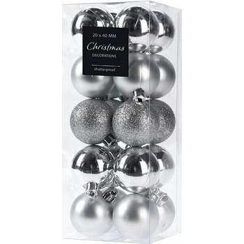 HOME STYLING COLLECTION Vianočné ozdoby gule strieborné priemer 4 cm 20 ks