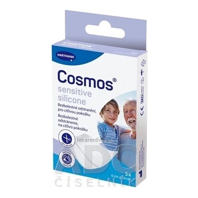 Cosmos Sensitive Silicone náplasť na rany na citlivú pokožku 6 cm x 10 cm 5 ks