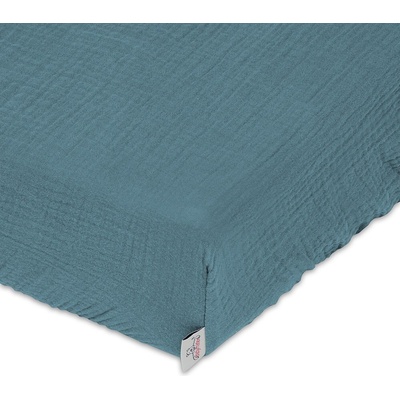 BabyMatex Mušelínové prostěradlo s gumou tyrkysové tmavé 34 Muslin 60x120