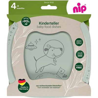 NIP Детски чинии за хранене NIP - Еat Green, 2 броя, зелени (4000821427273)