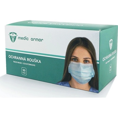 Medic Armor Jednorazová trojvrstvová rúška modrá 50 ks