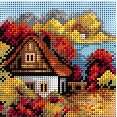 Předloha vyšívací Dům na podzim 1 15x15cm – Zboží Dáma