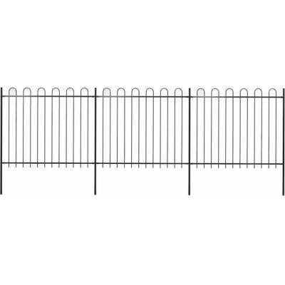 vidaXL Zahradní plot s obloukem nahoře ocelový 537 x 150 cm černý