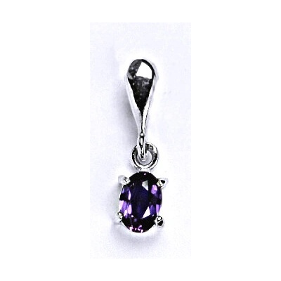 Čištín Stříbrný přívěsek se syntetickým zirkonem ametyst 6x4 mm, P 1247/22