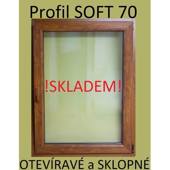 SOFT plastové okno 80x100 zlatý dub/zlatý dub, otváravé a sklopné