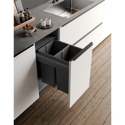 Gollinucci Sorter 580 EVO, 450 mm, 2 x 29 l, šedé, vrátane výsuvu a veka