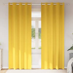 Pure Line Home Плътни завеси в цвят лимоненожълто с метални халки, 2 бр. , 140 x 260 см