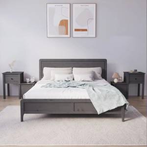vidaXL Нощни шкафчета, 2 бр, сиви, 79, 5x38x65, 5 см, борово дърво масив (814544)