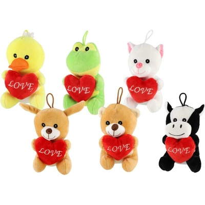 Teddies Zvieratko plyšové so srdcom 8x14cm 6 druhov 0m+