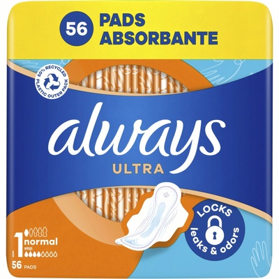 Always Ultra Normal hygienické vložky Veľ. 1 s krídelkami 56 ks
