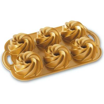 Nordic Ware forma na 6 malých bábovek zlatá 6x160 ml