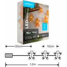 Modee ML-C3024 10LED 90cm perníček vánoční řetěz nano, 2xAA teplá IP20