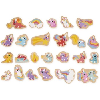 Janod Дървени магнити за деца Еднорози и Дракони 24 бр