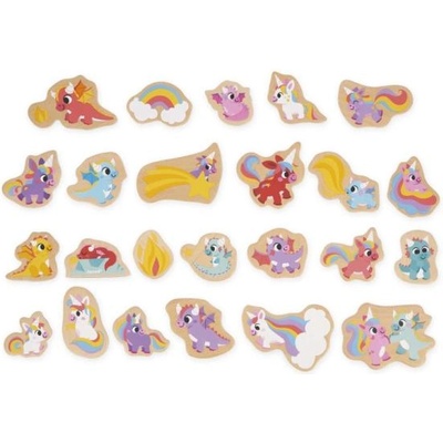 Janod Дървени магнити за деца Еднорози и Дракони 24 бр