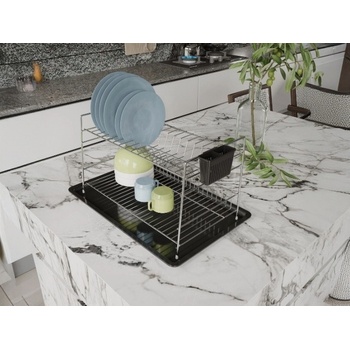 СУШИЛНИК ЗА СЪДОВЕ 2 НИВА ХРОМ 47x32x27СМ (sm009)