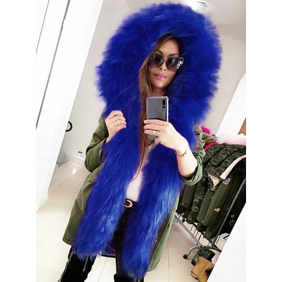 Fashionweek FA6205 parka s kožušinkou a kapucňou s modrou kožušinou