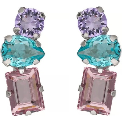 Victoria Cruz stříbrné náušnice s barevnými krystaly Bay A4893-MHT