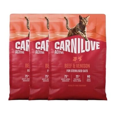 CARNILOVE Active Cat Beef and Venison Sterilised 3 x 2 kg