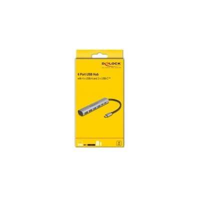 Delock 6 Port USB Hub with 4x USB-A and 2x USB-C Ports