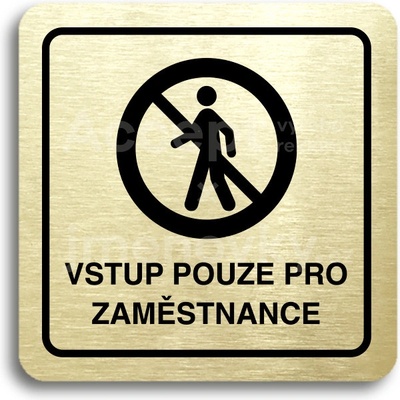 ACCEPT Piktogram vstup pouze pro zaměstnance II - zlatá tabulka - černý tisk