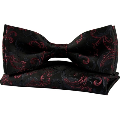 Quentino pánský s bordó ornamentálním vzorem PMKV90 černý – Zboží Mobilmania