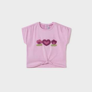 MAYORAL Къса тениска къс ръкав апликации crochet в розов цвят за мини момиче Майорал