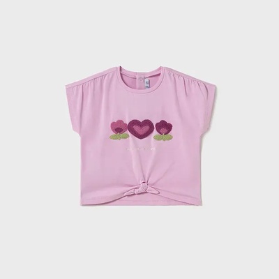 MAYORAL Къса тениска къс ръкав апликации crochet в розов цвят за мини момиче Майорал