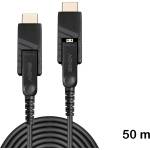 Lindy 50 м 4K60 микро-HDMI хибриден кабел с оптично влакно, с разглобяеми HDMI и DVI конектори, Lindy 38324 (38324)